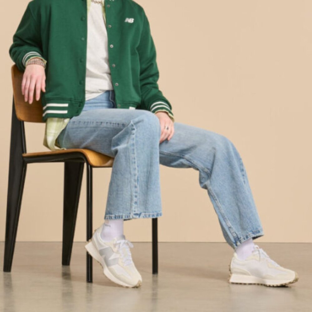 New Balance 327Women Sneakers Shoes Leather Sea Salt Brighton Grey various sizes - Picture 4 of 13